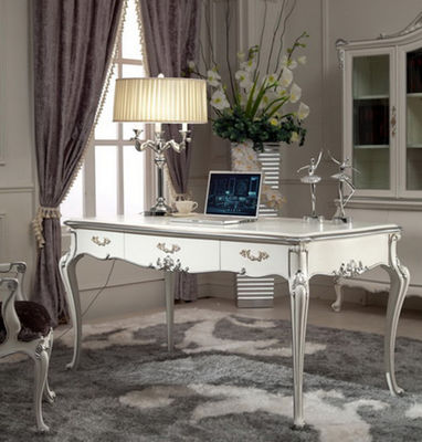 Tabla y silla blancas de madera lujosas de escritura de la obra clásica de los escritorios reales brillantes de Ministerio del Interior