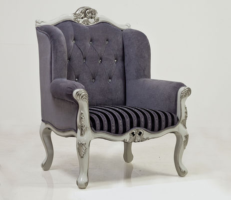Rey Throne Chair 75kg de Sofa Chair Vintage Antique Silver del pasillo del hotel de la fibra de vidrio de la tela