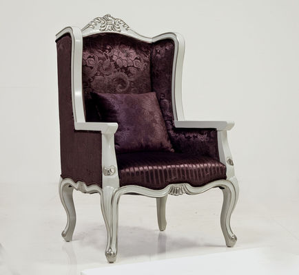 Rey Throne Chair 75kg de Sofa Chair Vintage Antique Silver del pasillo del hotel de la fibra de vidrio de la tela