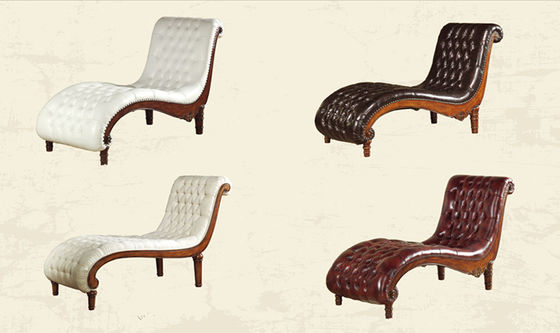 Café Chaise Lounge Sofa Chair empenachada de cuero moderna de lujo europea
