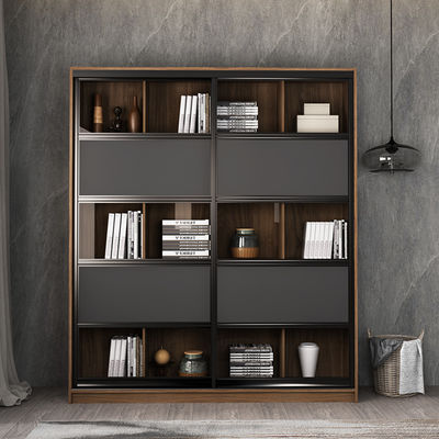 Estante para libros de madera sólido con la puerta de cristal