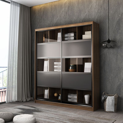 Estante para libros de madera sólido con la puerta de cristal