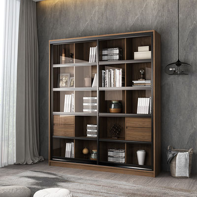 Estante para libros de madera sólido con la puerta de cristal