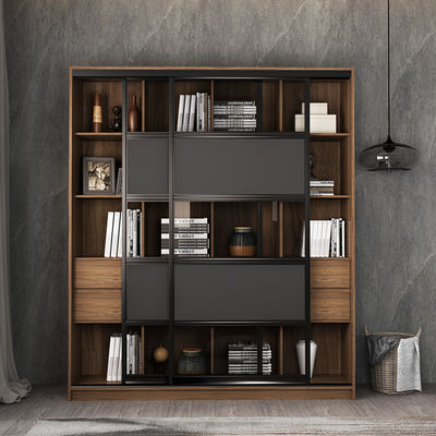 Estante para libros de madera sólido con la puerta de cristal