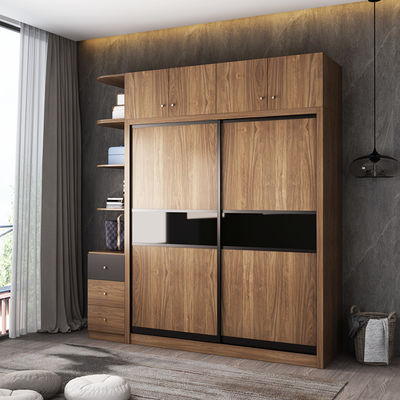 Guardarropa de madera del armario de la pared del dormitorio de los muebles de la melamina laminada del MDF con las puertas deslizantes