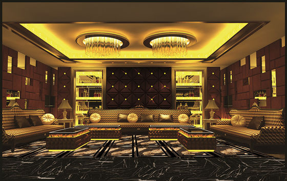 Estilo americano clásico Sofa Hotel Fabric de lujo de madera KTV Sofa Set seccional del oro