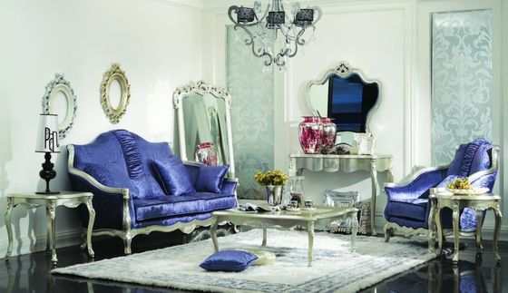Cad 3D muebles de lujo 3 2 azules modernos de la sala de estar de 3 pedazos 1 terciopelo Sofa Sets de Seater