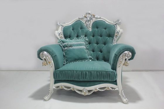 Terciopelo empenachado OEM ciánico Sofa Set Living Room clásico de madera seccional 2 Seat
