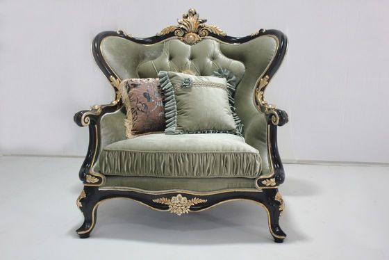 Terciopelo empenachado OEM ciánico Sofa Set Living Room clásico de madera seccional 2 Seat