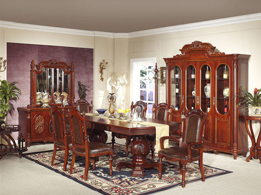 El comedor de madera de lujo de la combinación de Xinyu fija el sistema europeo 6 Seaters de la mesa de comedor
