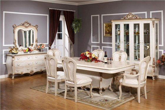 El comedor de madera de lujo de la combinación de Xinyu fija el sistema europeo 6 Seaters de la mesa de comedor