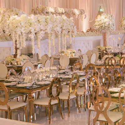 Silla de acero inoxidable de la mariposa del oro para el lugar de la boda